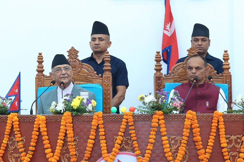 मधेस प्रदेशसभामा प्रधानमन्त्रीको सम्बोधनः सुशासन र विकासमार्फत लोकतन्त्र सुदृढ गर्न प्रधानमन्त्री ओलीको आह्वान